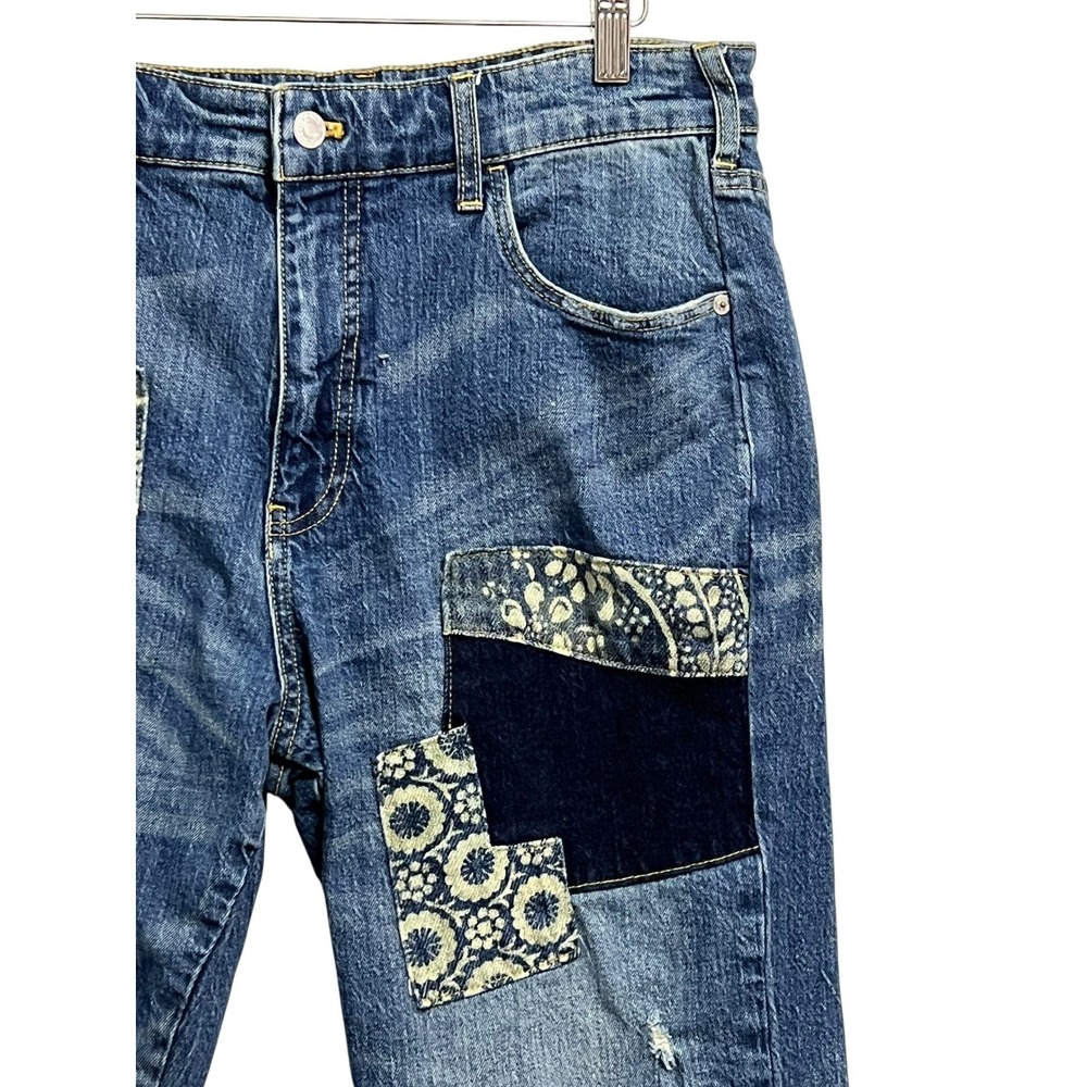 Pilcro and the Letterpress Blue Patchwork Cropped Jeans - Picture 5 of 12
